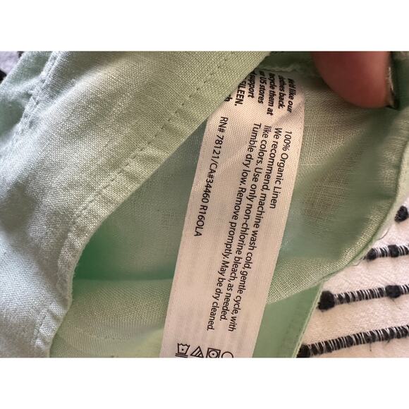 EILEEN FISHER | Mint Green Linen Wide Leg Ankle Length Pants | Size 0 - Picture 6 of 6